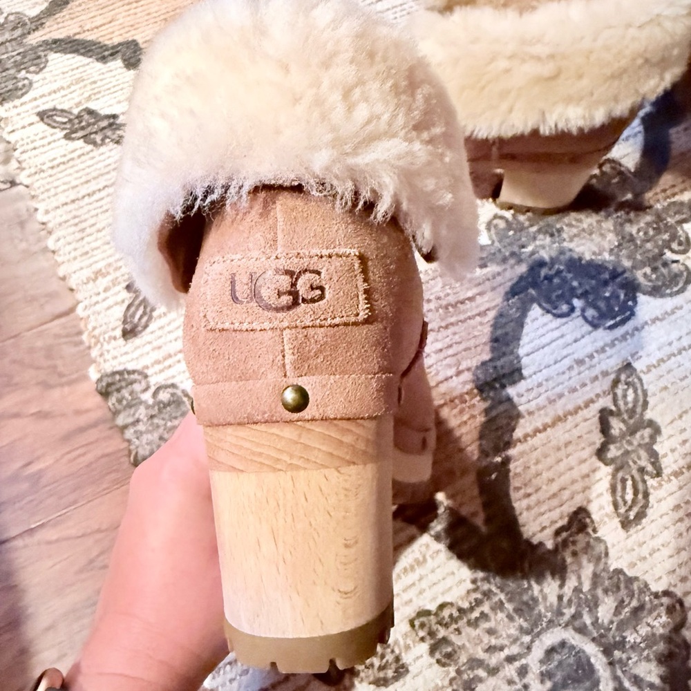 UGG Chestnut Suede Shearling Clogs - image 6